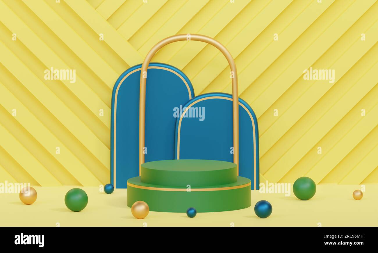 3D rendering yellow product background stand or podium product ...