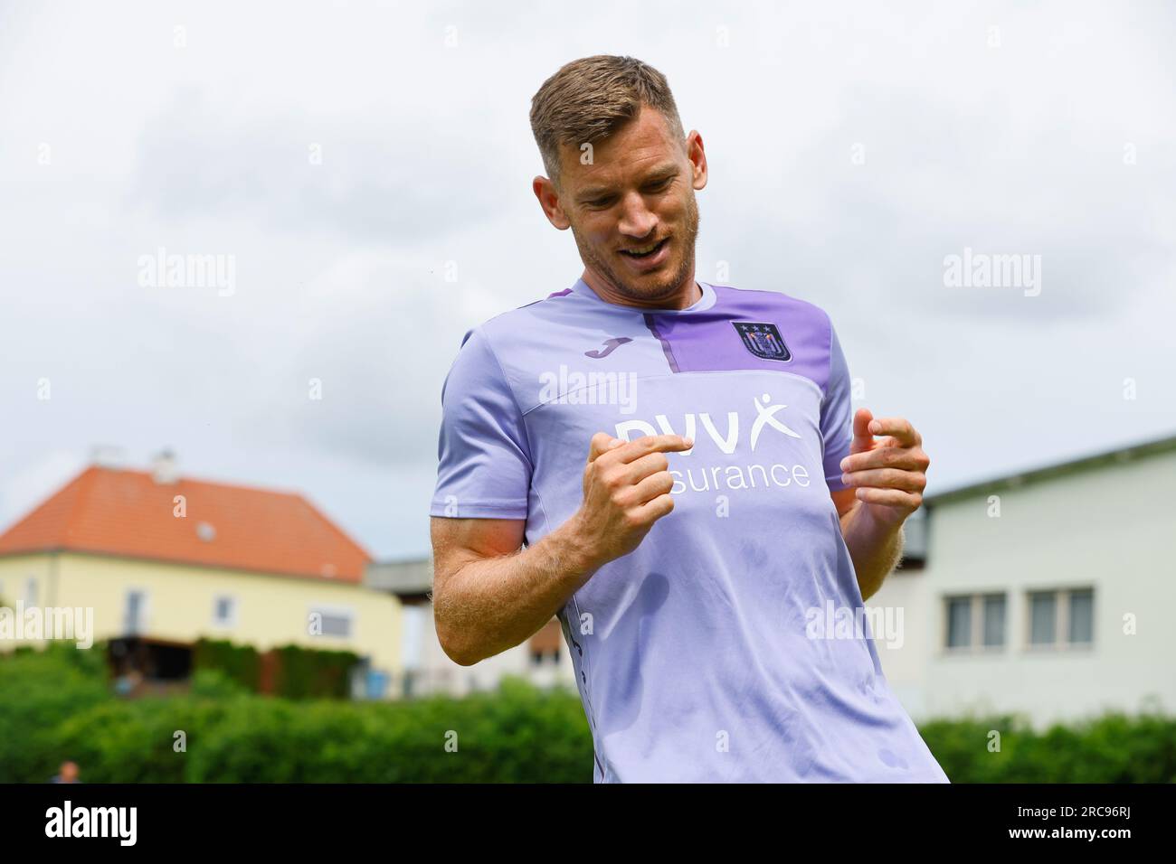 Jan Vertonghen of Anderlecht pictured in a duel with Nene Dorgeles