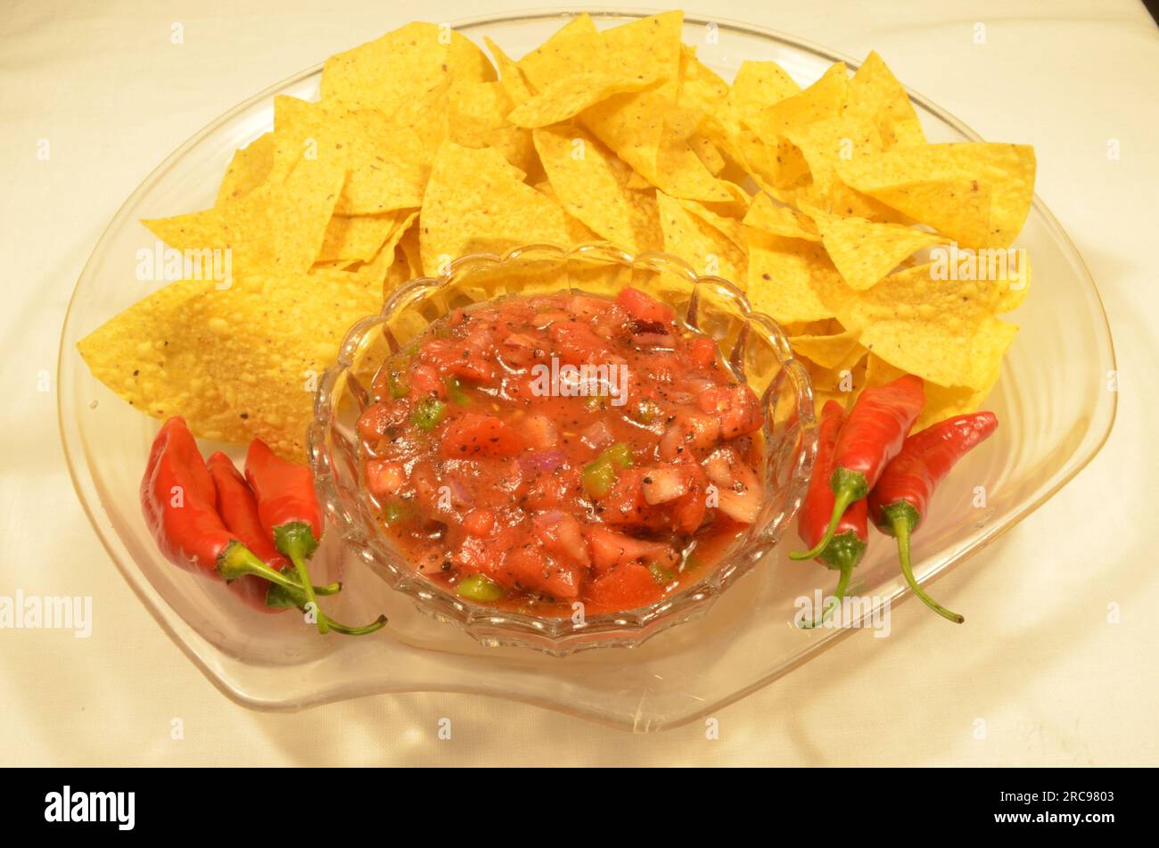 Mexican Salsa - This traditional Mexican appetizer has been pleasing many people around the world! Stock Photo