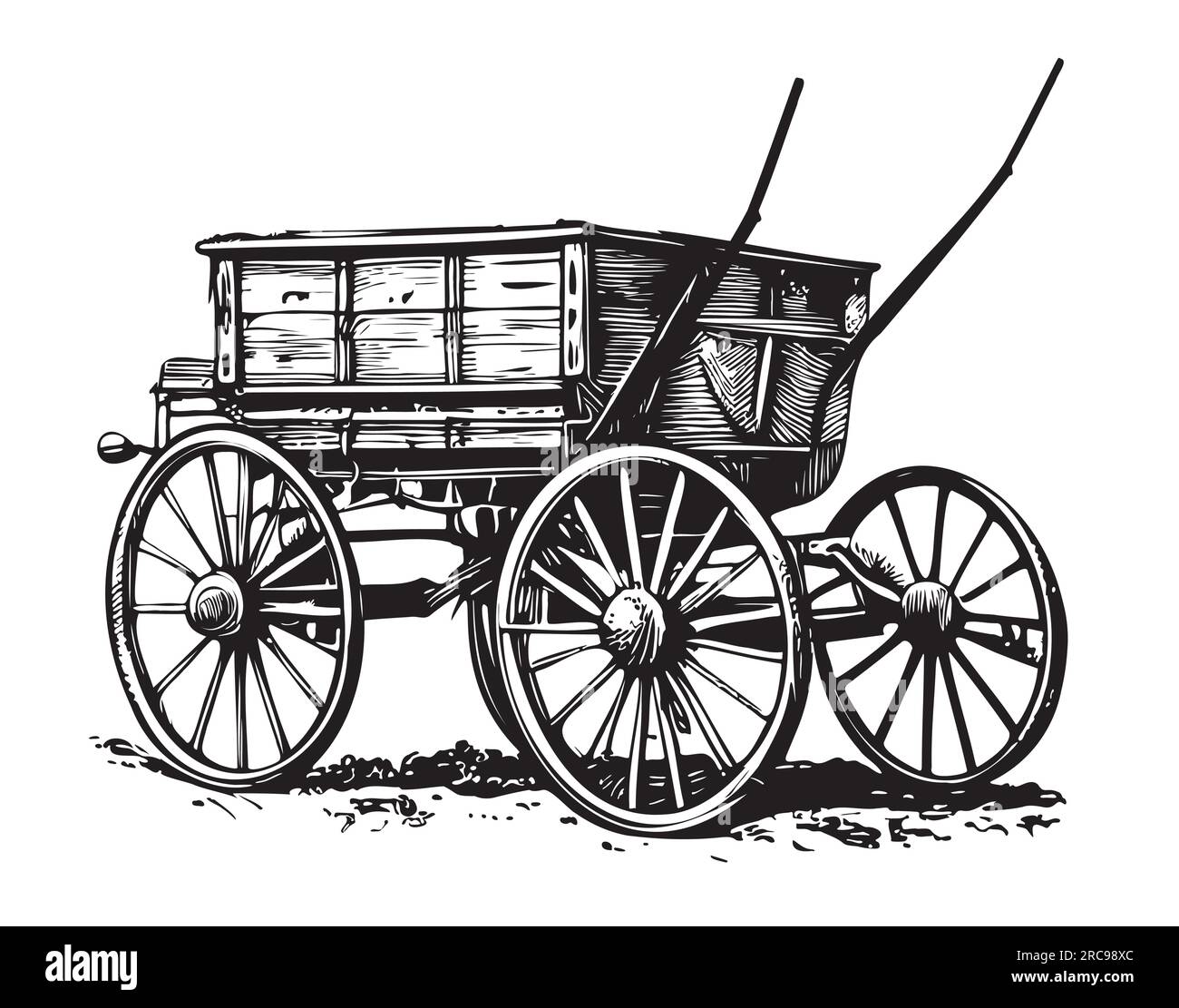 Cart farm sketch hand drawn in engraving style illustration Stock Vector