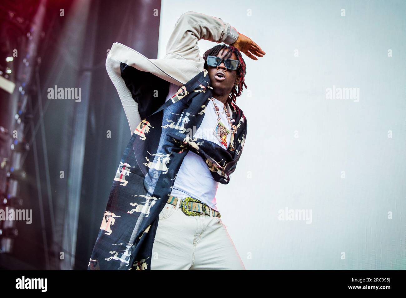 Nigerian artist Rema performing live at Slottsfjell festival in Norway