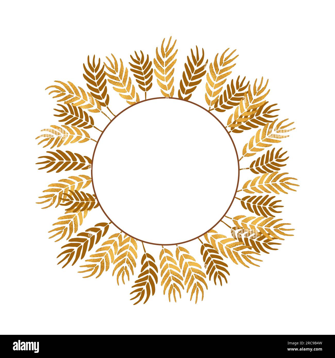 Wheat Wreaths And Grain Spikes Frame Garland Vector Isolated On White