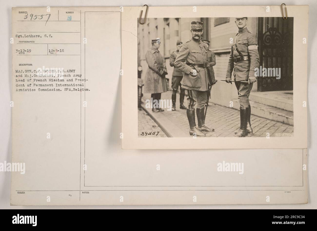 Maj. Gen. C.D. Rhodes, U.S. Army and Maj. Gen. Mudant, French Army ...
