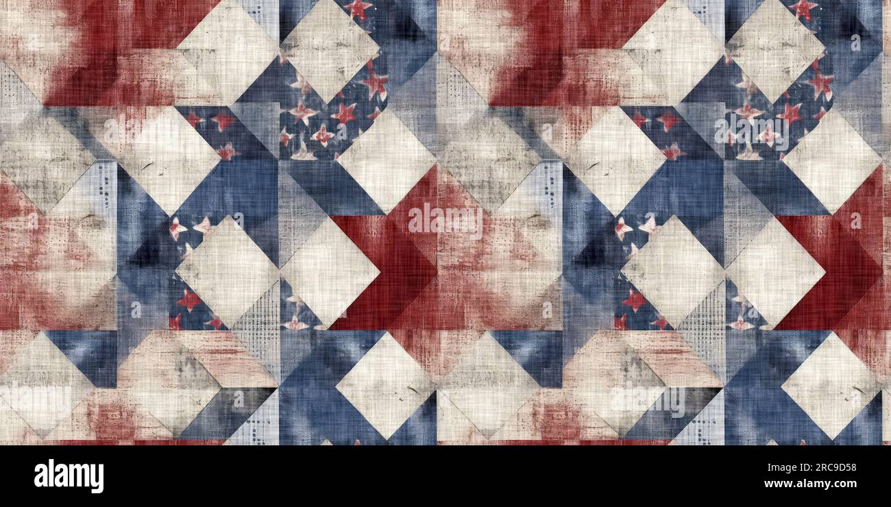 Rustic americana seamless border in traditional red, white and blue ...