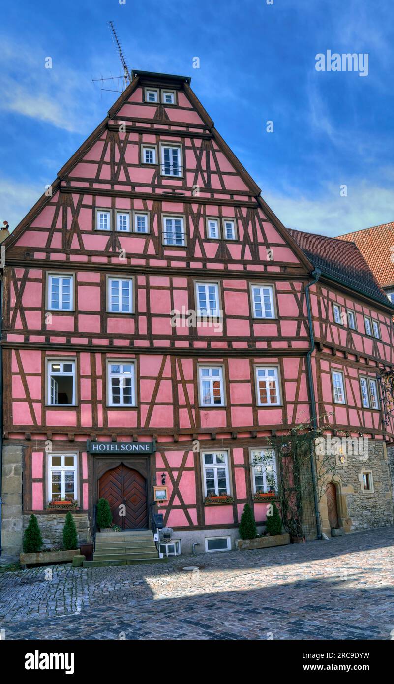 Hotel Sonne in der Altstadt  von Bad Wimpfen im Kraichgau, Landkreis Heilbronn, Baden-Württemberg, Süddeutschland, Deutschland, Europa. Stock Photo