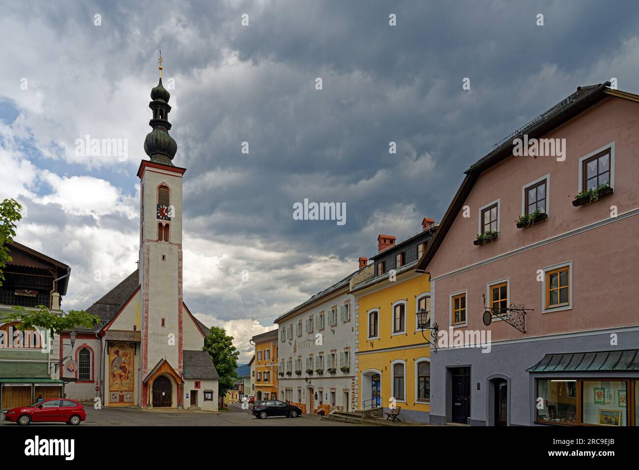Pfarrkirche Mauterndorf, Waldgemälde Stock Photo