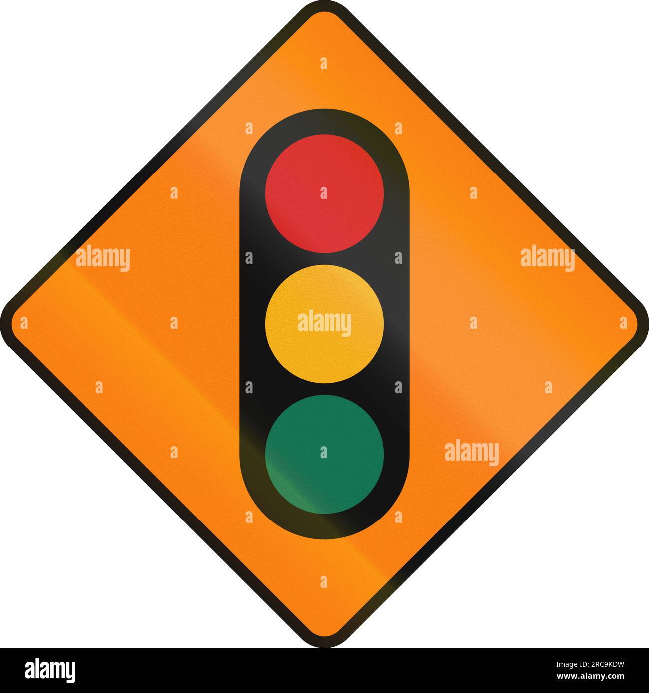 Irish temporary road warning sign Traffic lights ahead Stock Photo Alamy