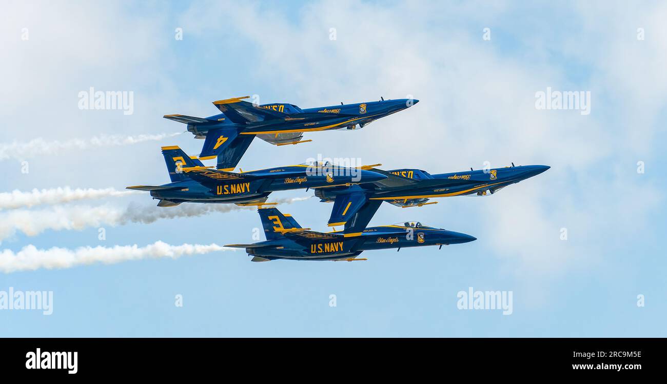 The Blue Angels Flight Demonstration Squad in inverted formation at