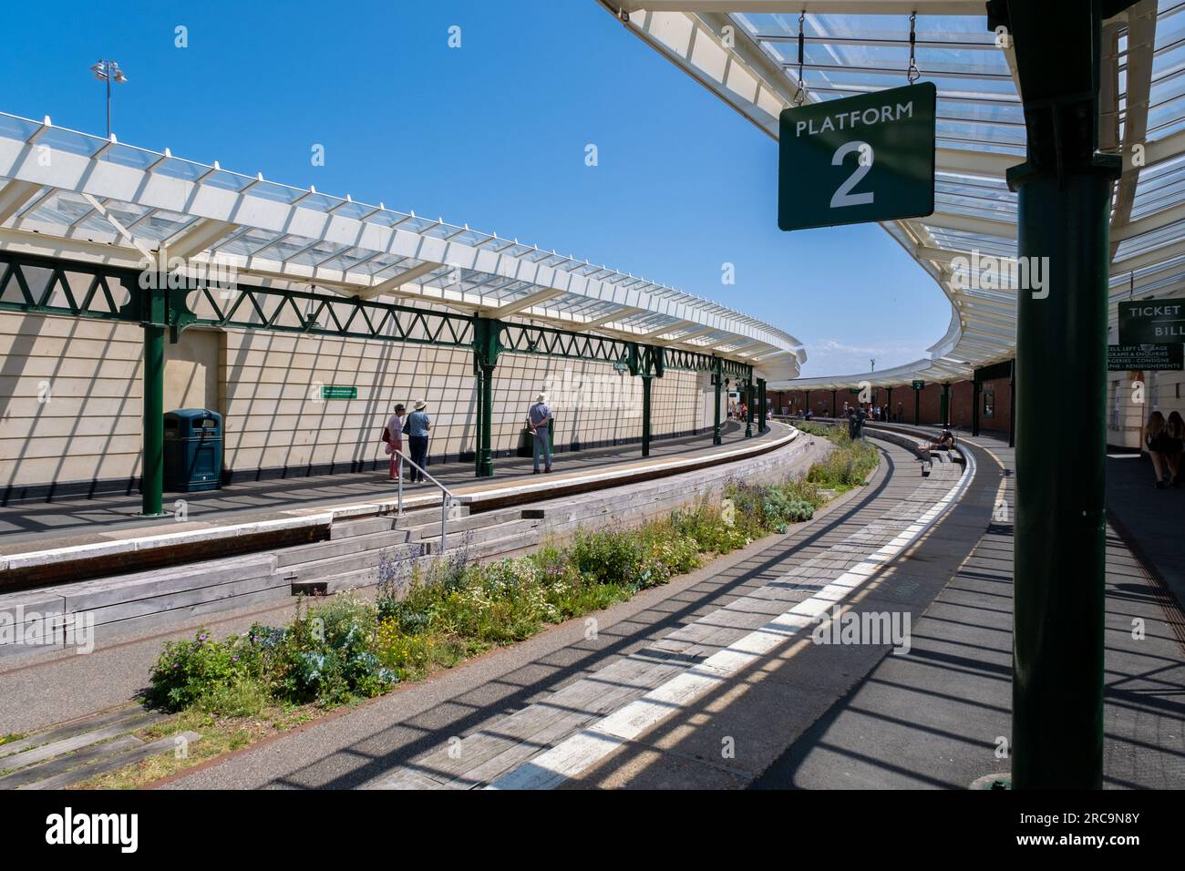 Folkestone, UK - 9 July 2023: Folkestone Harbour railway station Stock Photo
