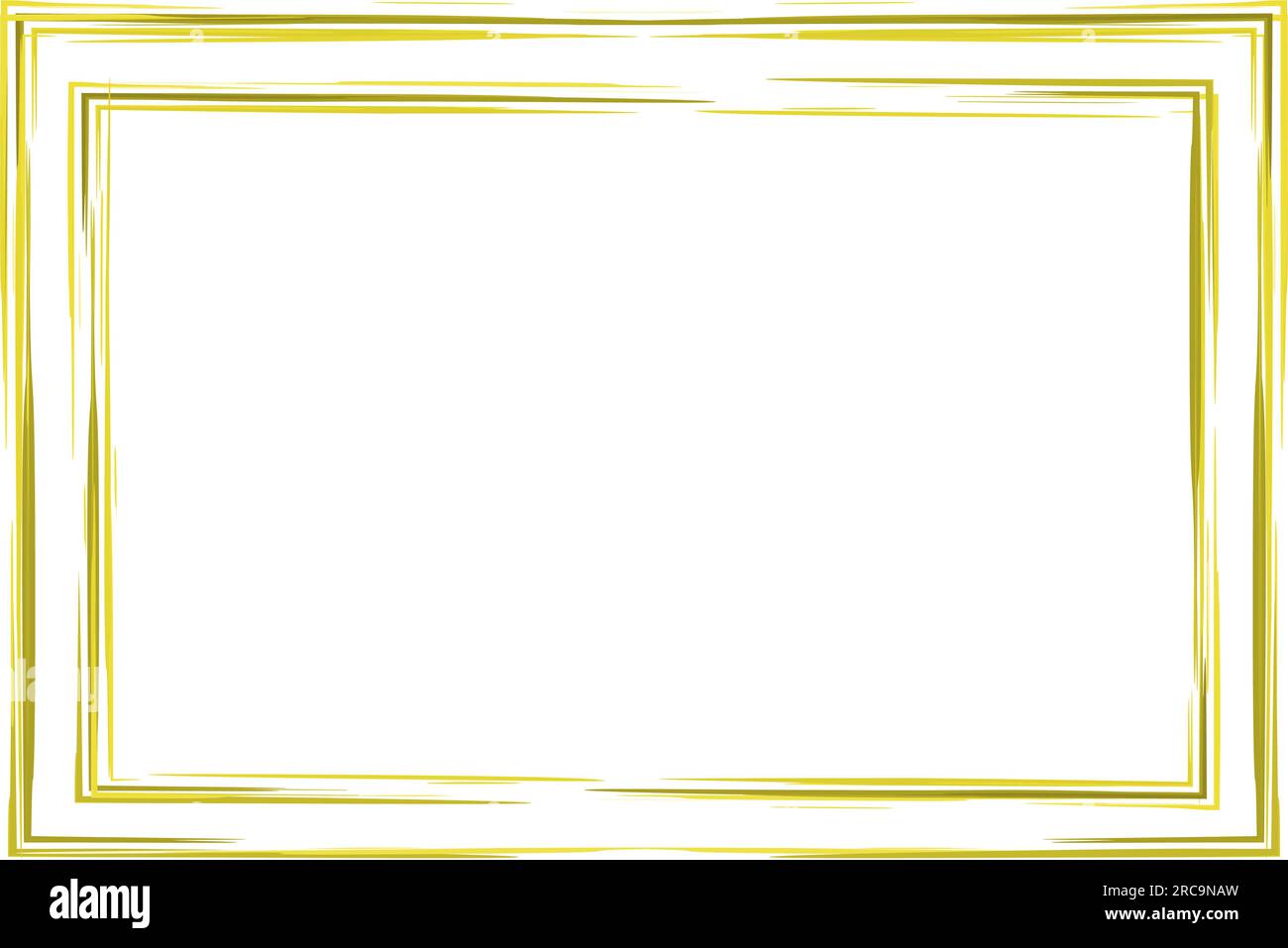 Watercolor rectangle horizontal double golden frame. Copy space. Vector
