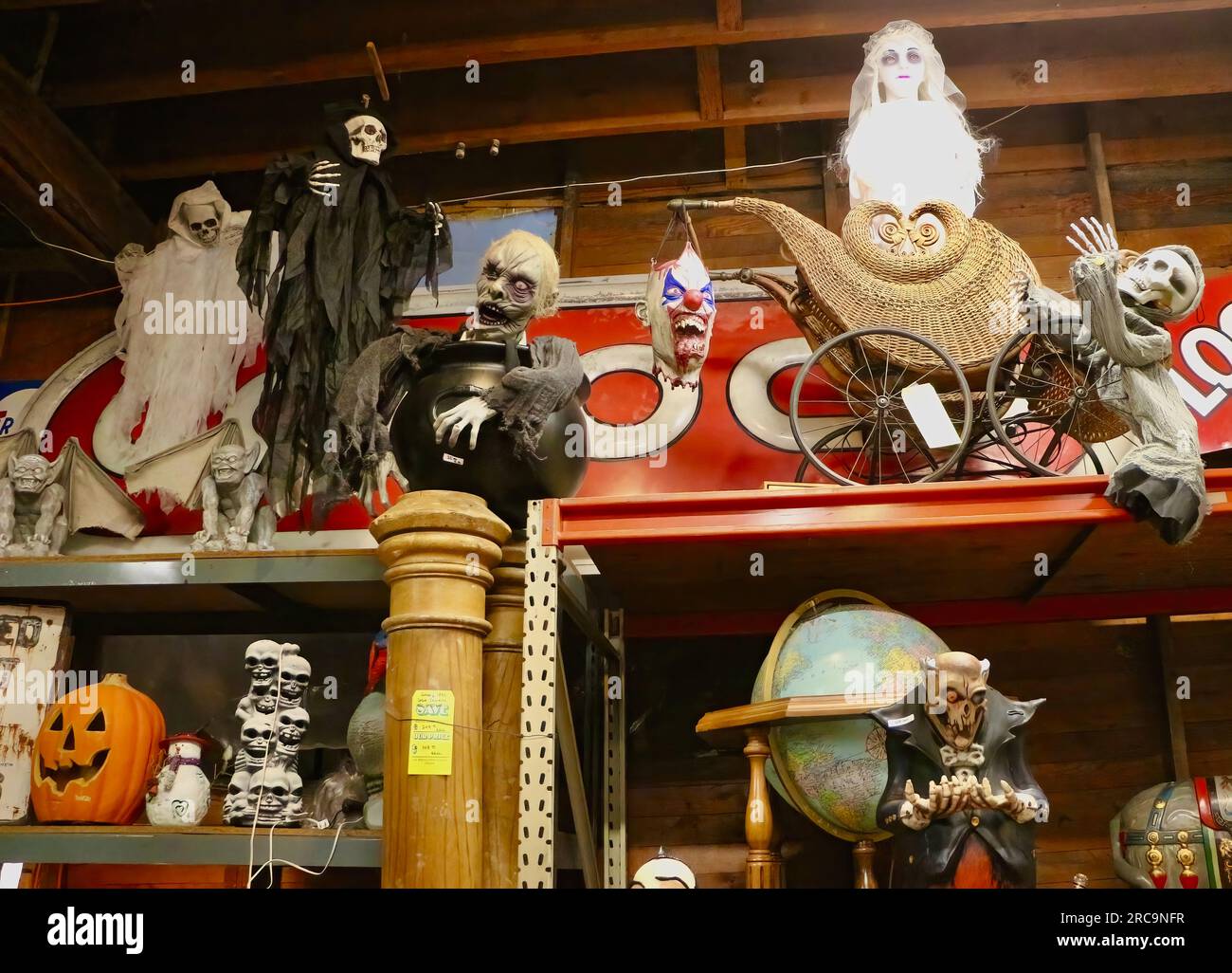 Photo of various monstrous figurines for sale on shelves in the