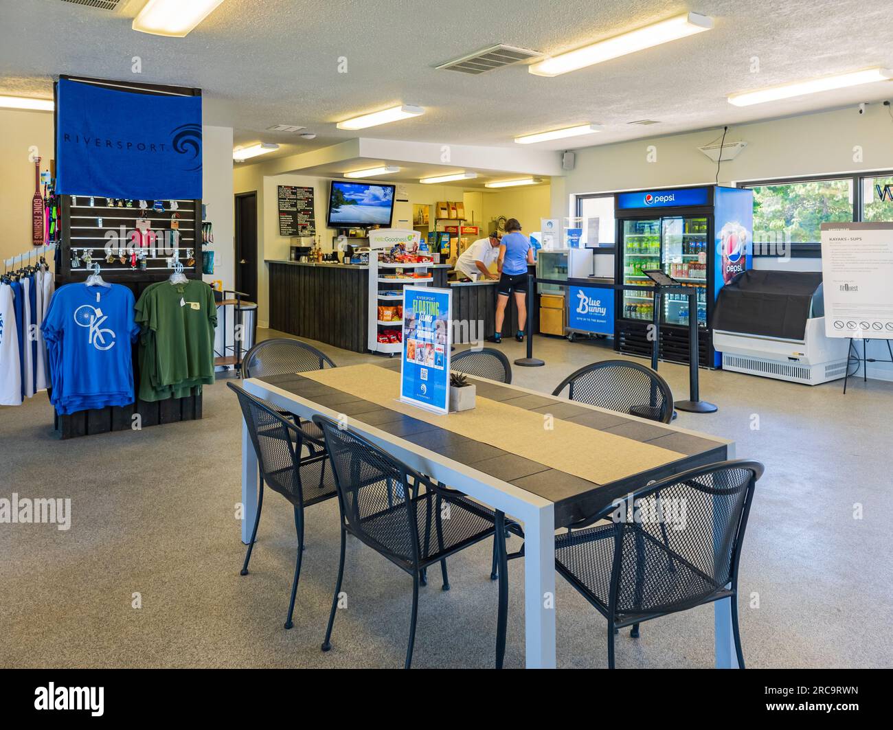 Oklahoma, JUN 18 2023 - Interior view of the Lake Overholser Boathouse and Cafe Stock Photo