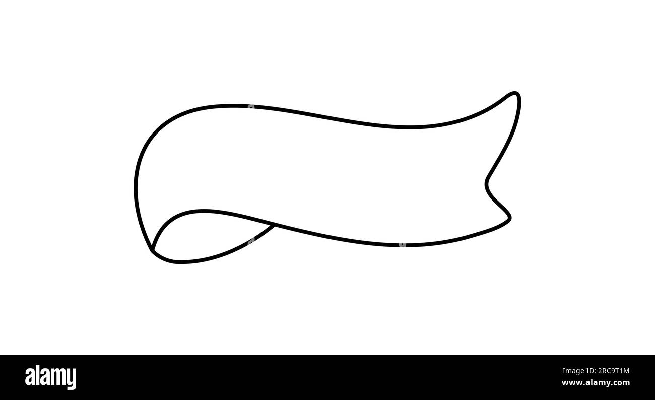 Line ribbon banner icon, Web design element. Hand drawn vector ...