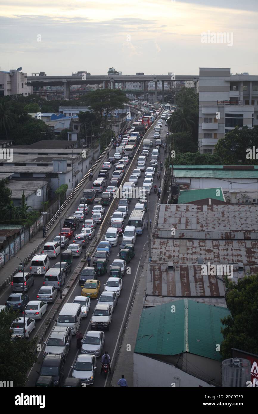 Dhaka Bangladesh 13july2023. traffic jam in dhaka city. this photo was