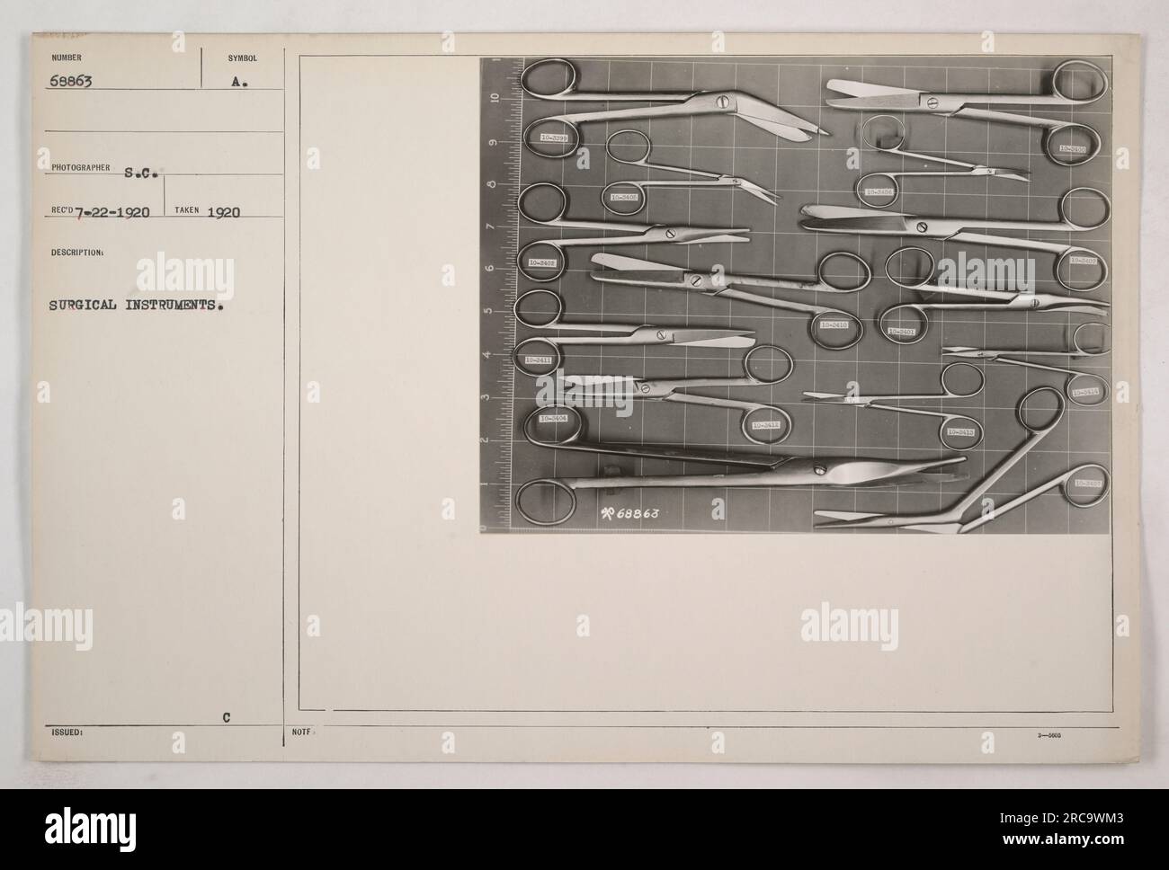 Image of surgical instruments used during World War One, taken by