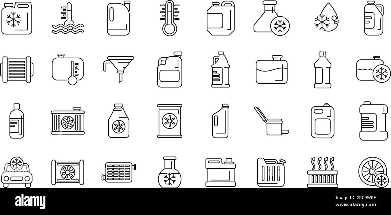 Car engine antifreeze icons set outline vector. Air vent. Auto control ...