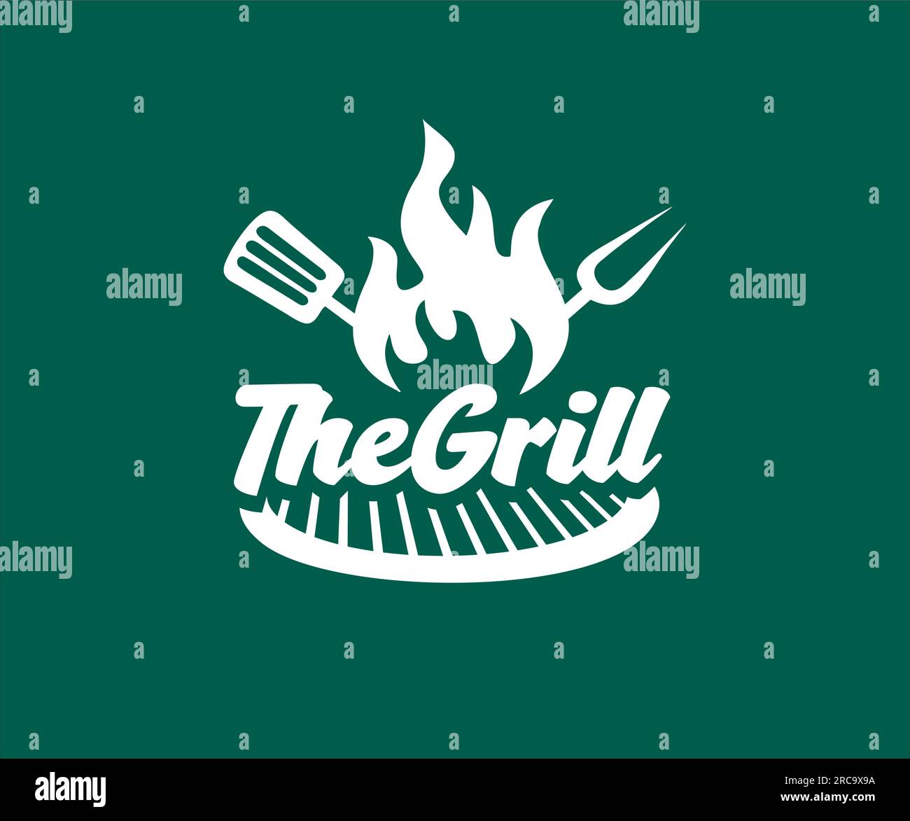 The Grill logo design. BBQ and grill tools Spatula and fork. Barbecue ...