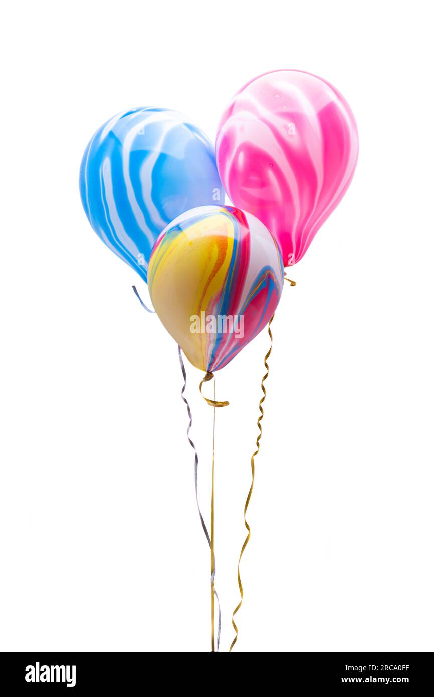 helium balloons isolated on white background Stock Photo - Alamy