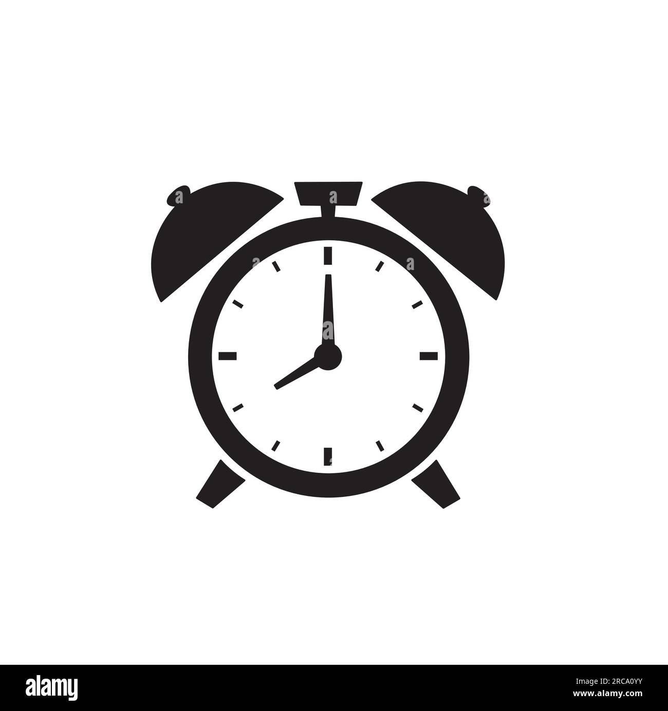 An analogic alarm clock on a white background with copy space Stock Vector