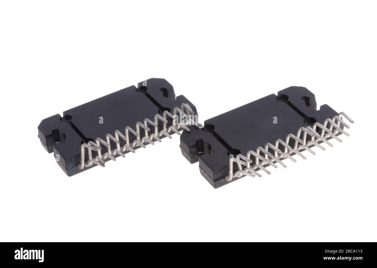 microcircuit isolated on white background Stock Photo