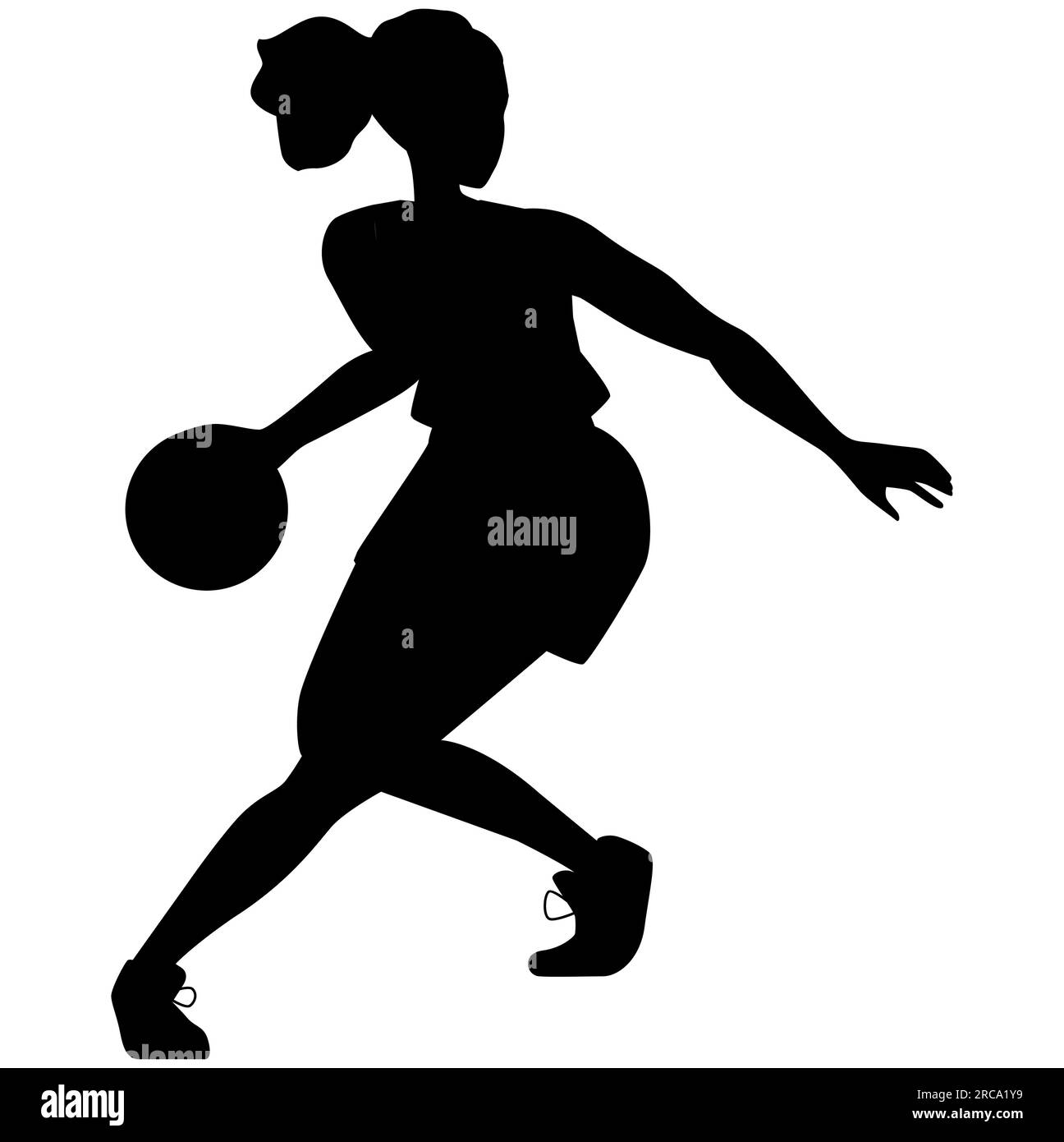 Black silhouette of a female kicking and playing football, female sports, vector illustration isolated on white background Stock Vector