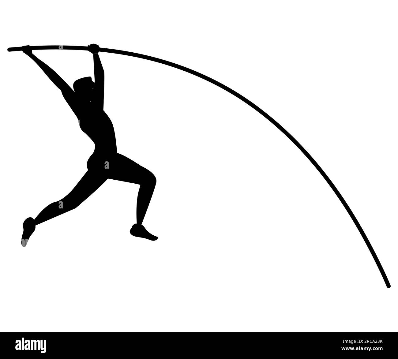 Black silhouette of a male Pole vault athlete, vector illustration isolated on white background Stock Vector