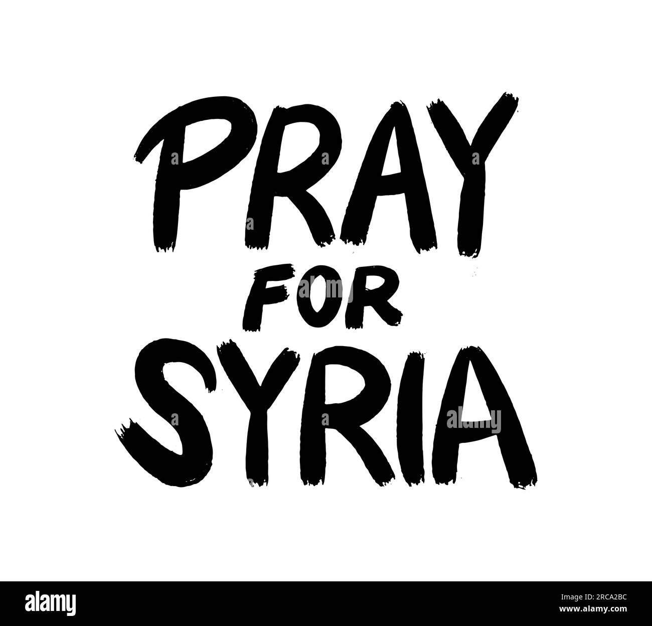 Pray for Syria text quote in black,  typographic logotype, vector illustration isolated on white background Stock Vector