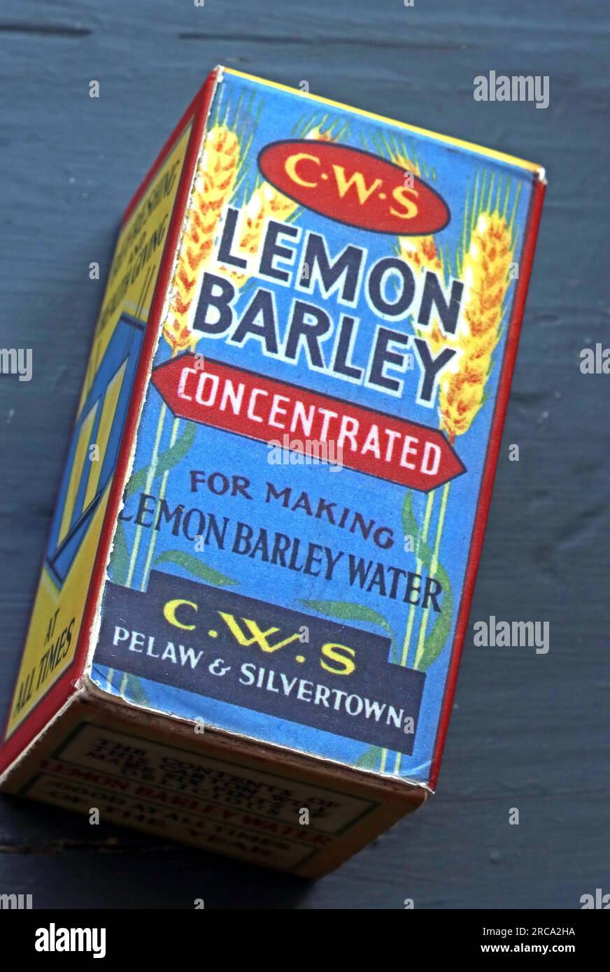 Lemon Barley CWS concentrated powder for making Lemon Barley Water, Pelaw & Silvertown, 1950s Stock Photo