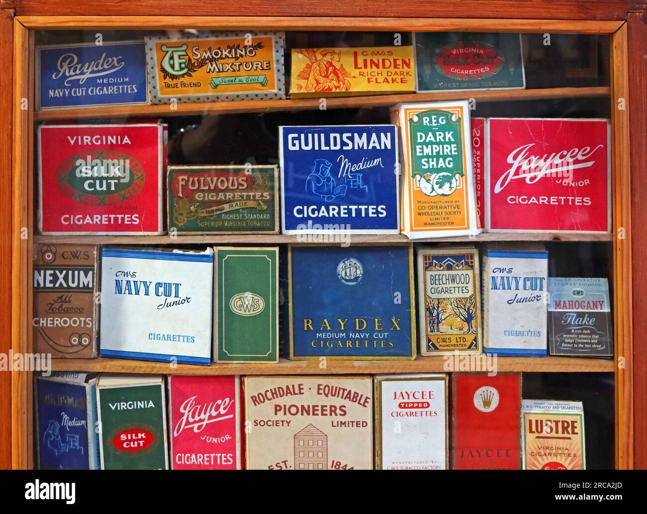 CWS Cigarette packaging - Nexum Cheroots, CWS Navy Cut, Raydex, Beechwood cigarettes, Jayce Junior, Lustre, Raydex, Meadowland Stock Photo