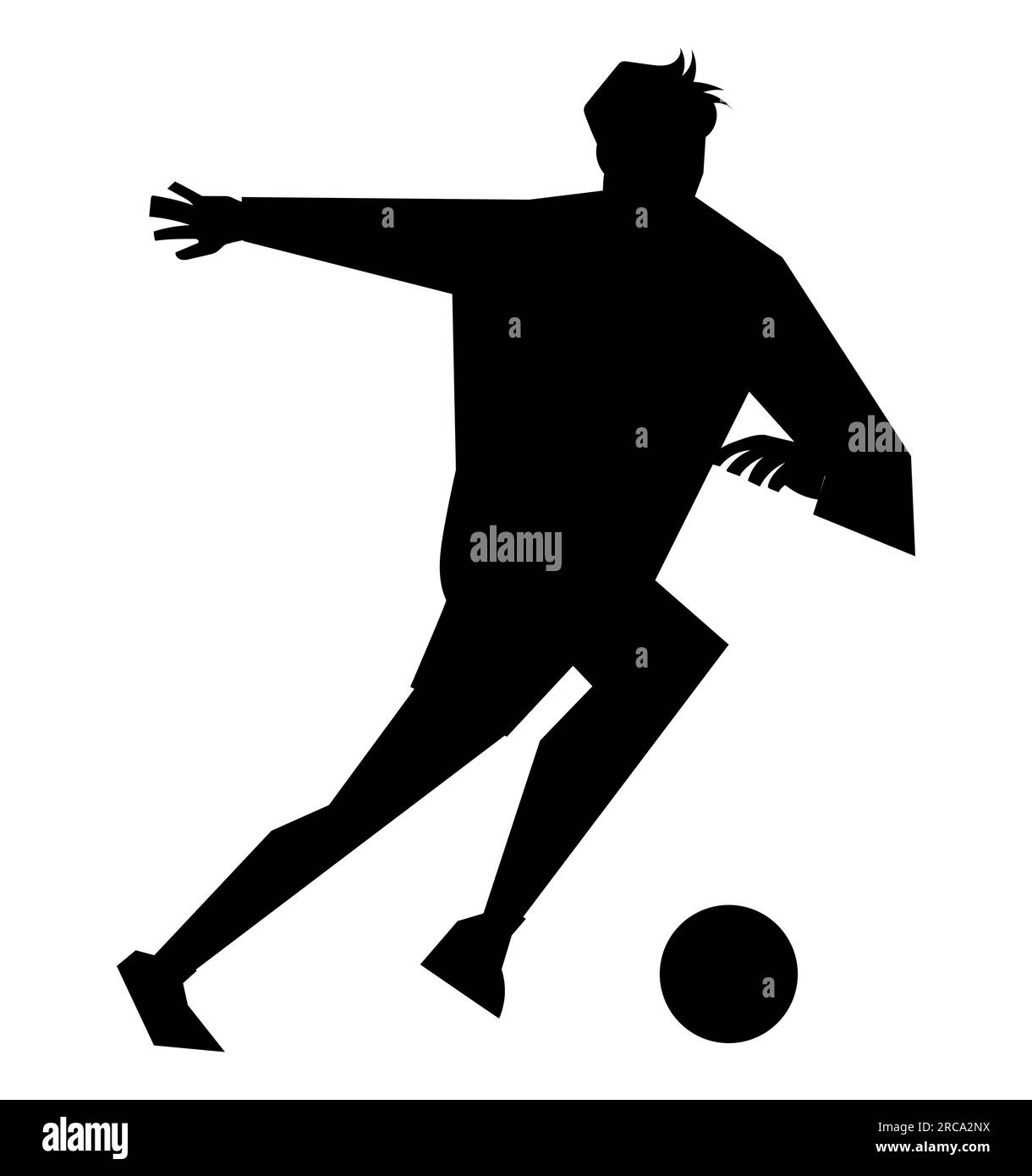 Black silhouette of a male playing football, man's sports, vector illustration isolated on white background Stock Vector
