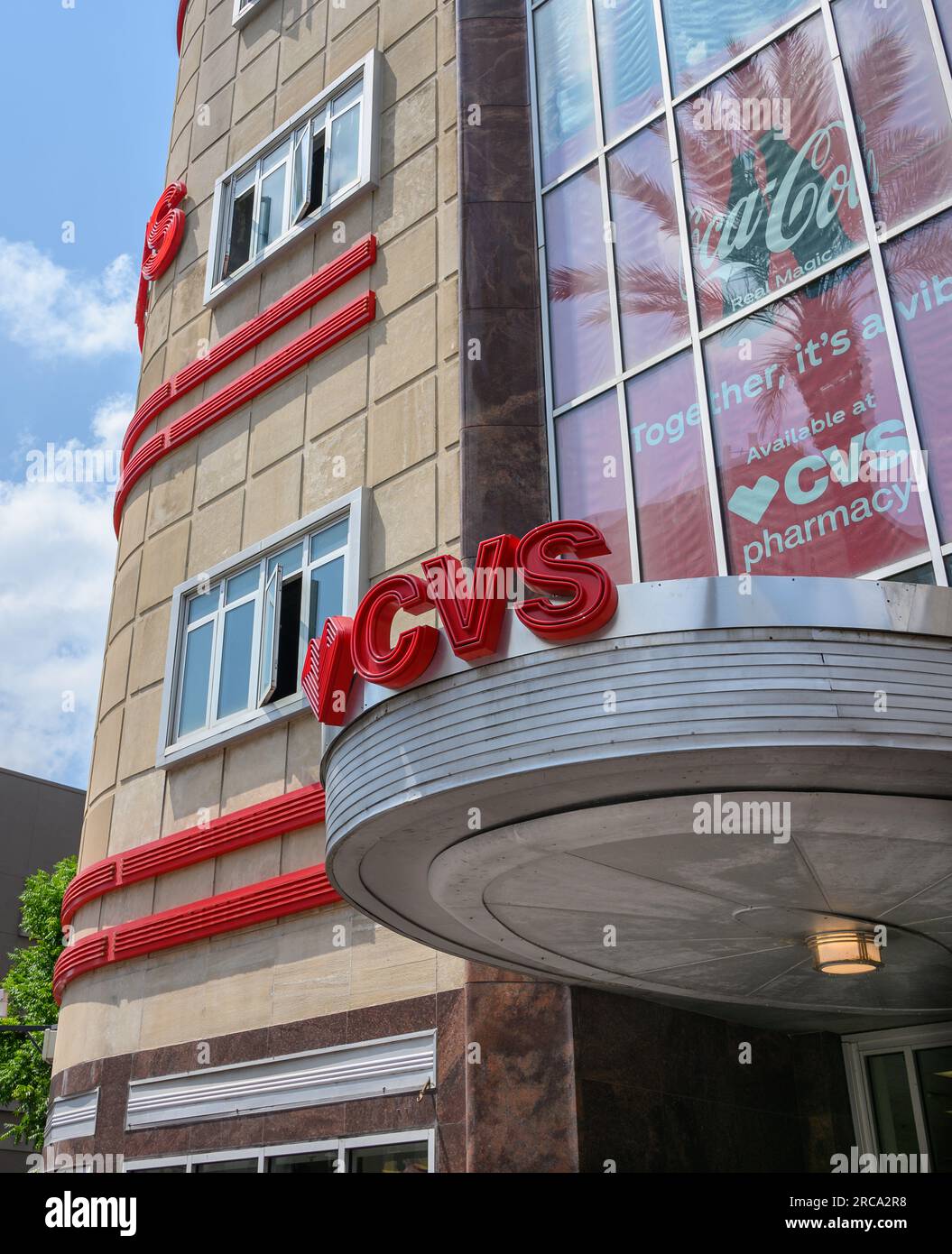NEW ORLEANS, LA, USA - JULY 2, 2023: Front section (with sign) of CVS