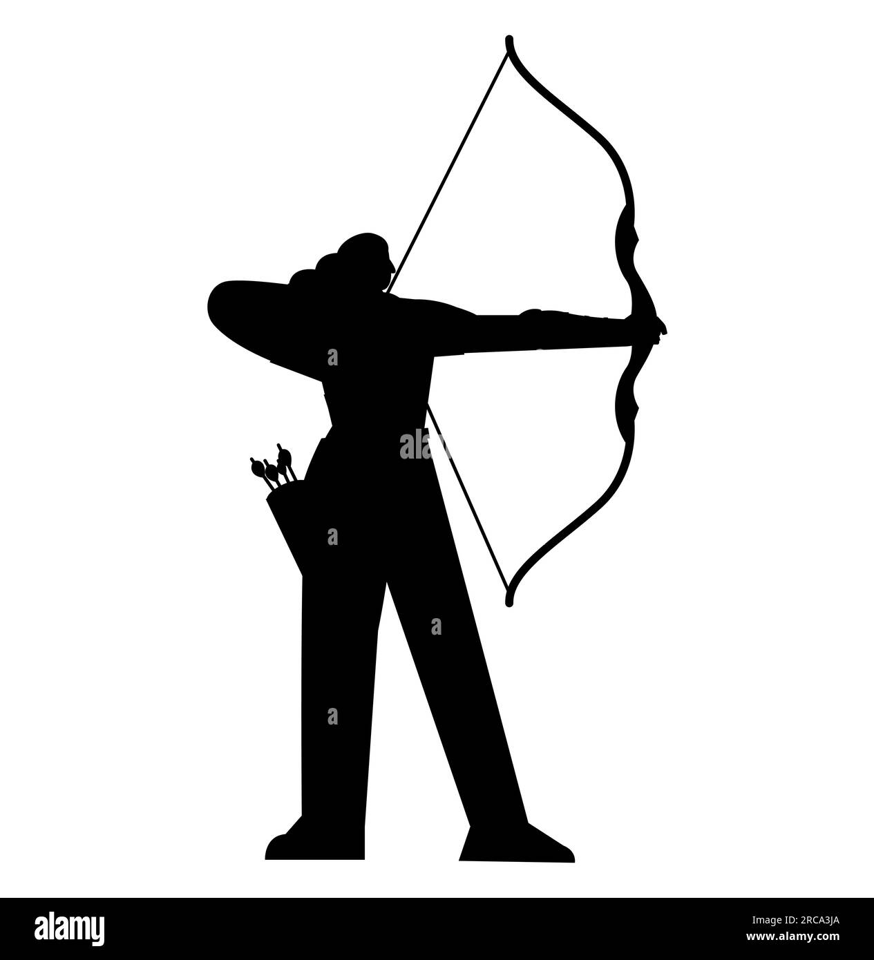 Black silhouette of an Archery player playing archery sport, game icon, vector illustration isolated on white background Stock Vector