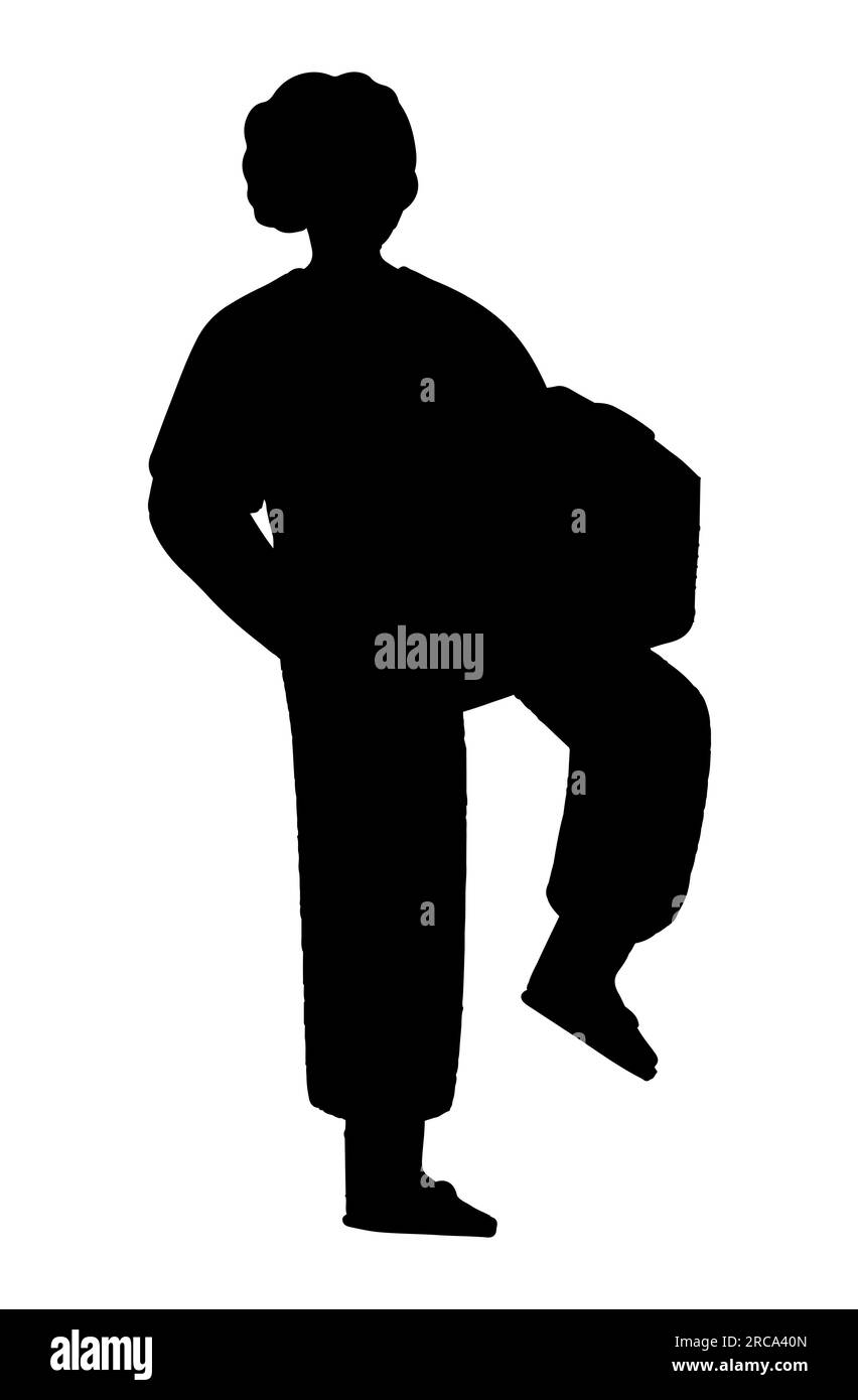 Black silhouette of an office worker carrying boxes after getting fired from the office, an unemployed man, unemployment vector isolated on white Stock Vector