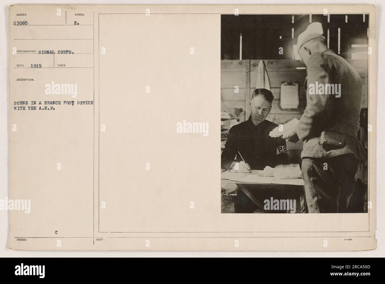 Soldiers in a branch post office with the American Expeditionary Forces