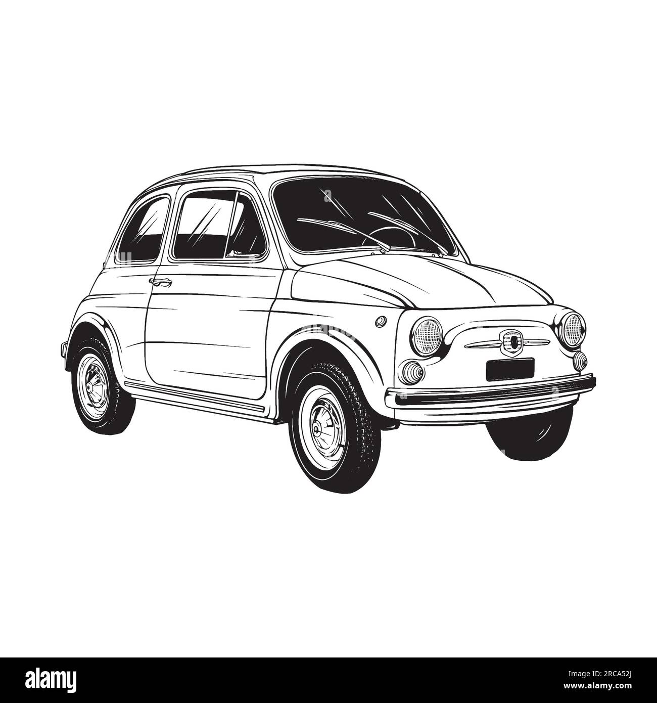 Classic Italian supermini car illustration vector line art Stock Vector
