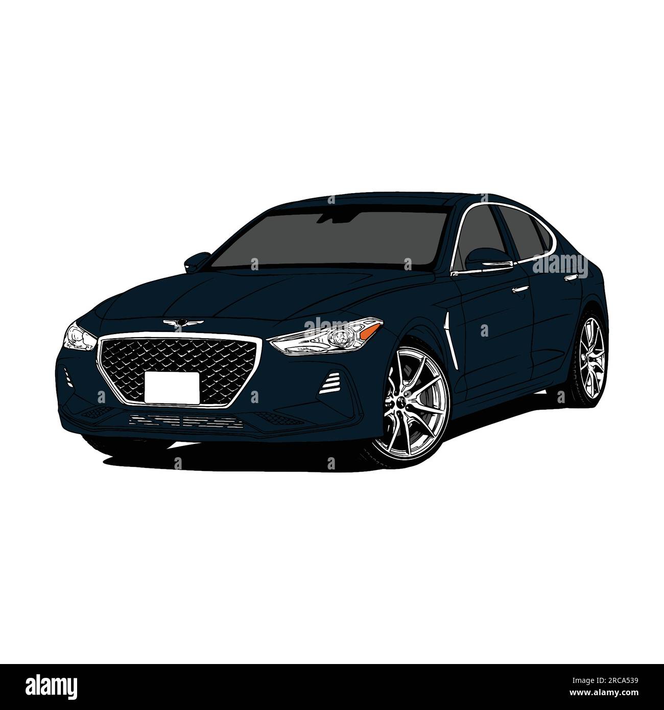 Korean sport sedan car illustration vector line art Stock Vector