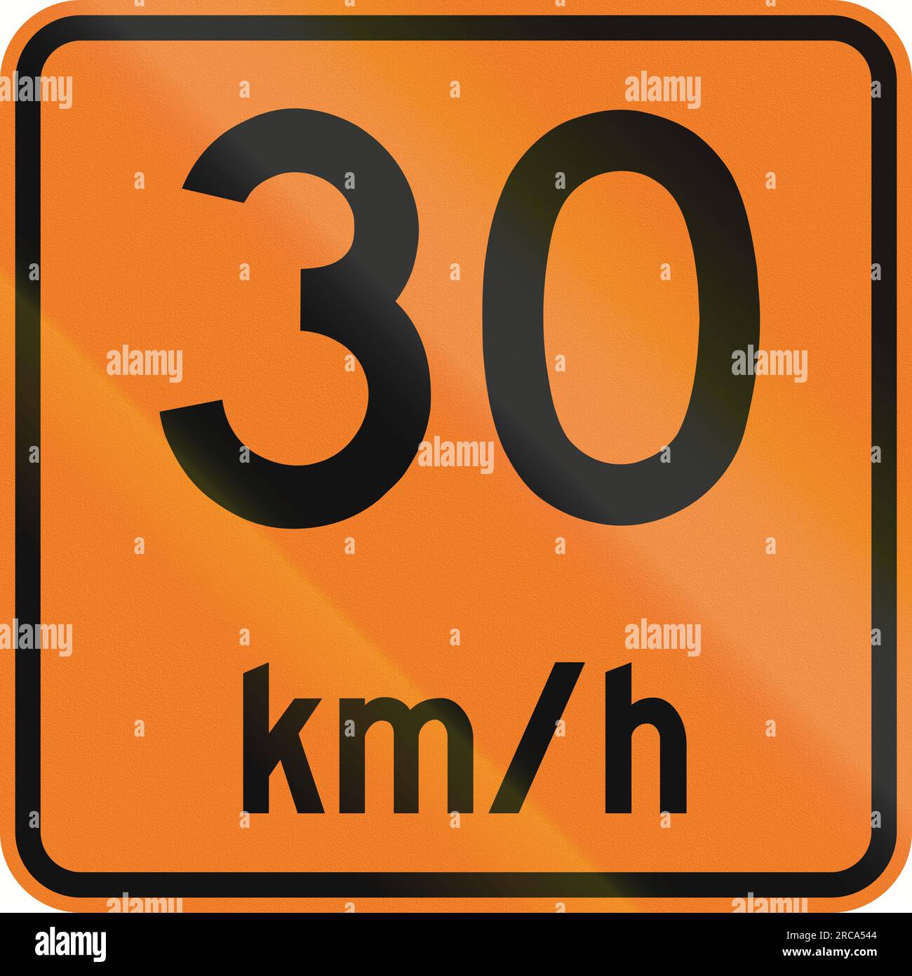 Temporary road sign in Canada Speed limit 30 kmh. This sign is used