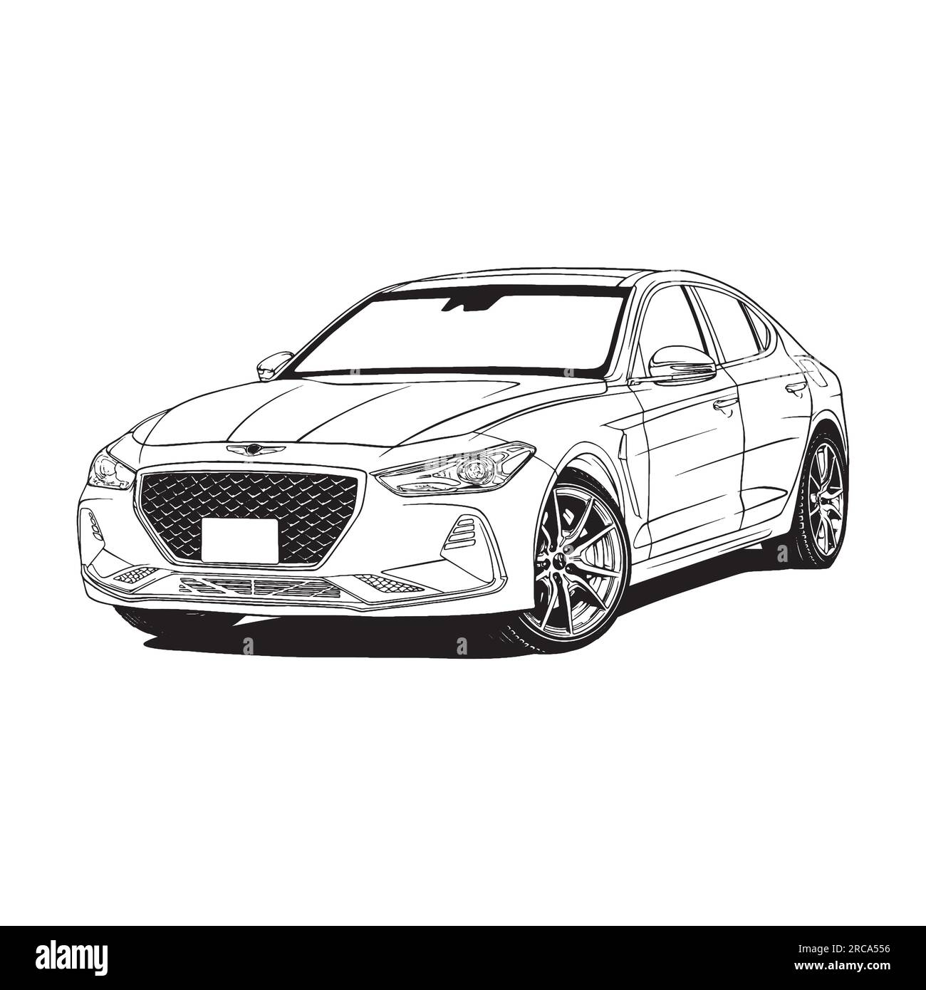 Korean sport sedan car illustration vector line art Stock Vector