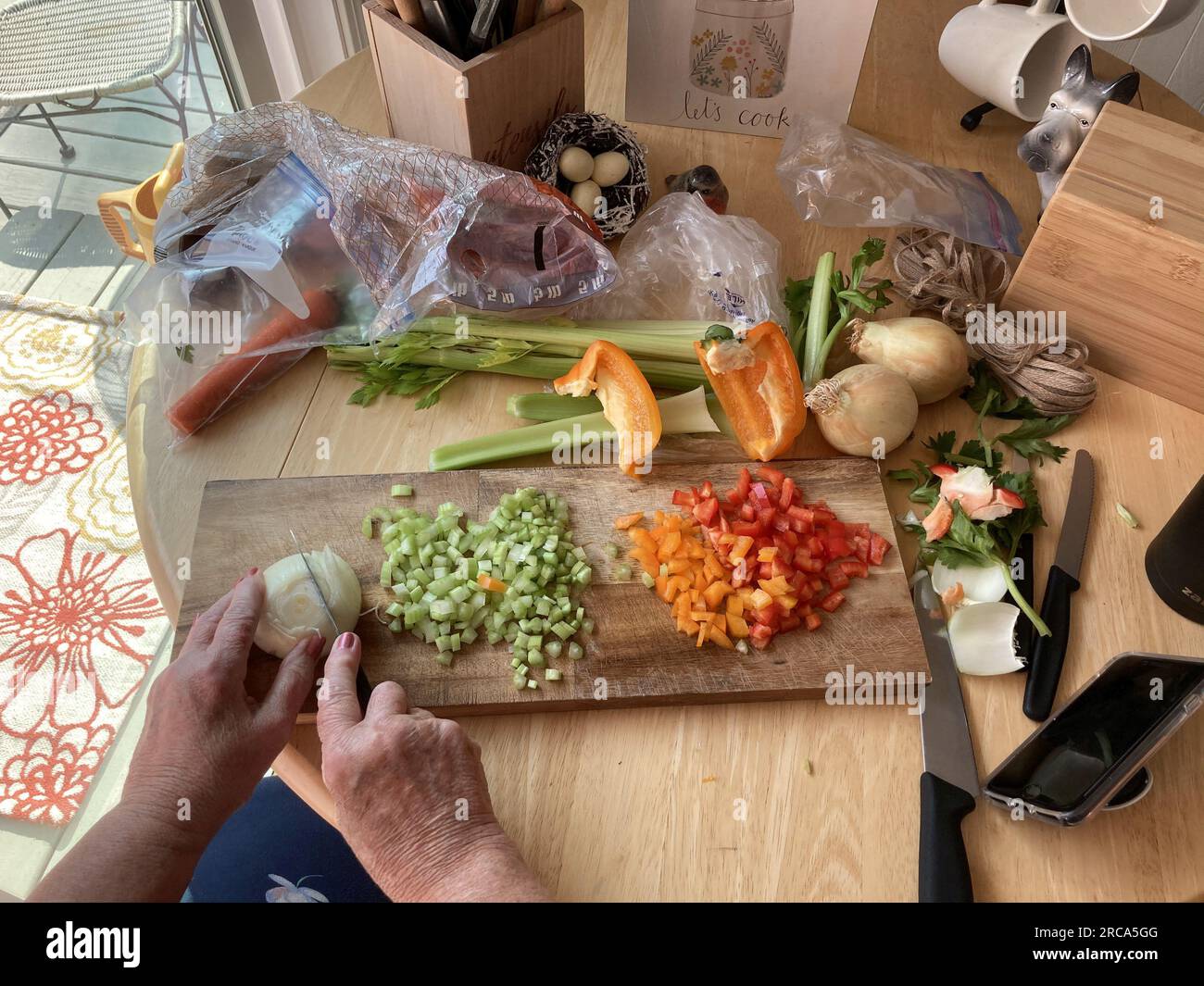 chopping fresh vegetables Stock Photo