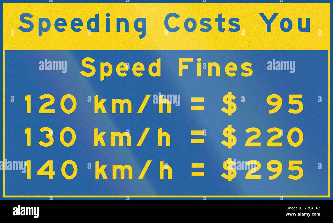 Road sign in Canada Speeding costs you. This sign is used in Ontario
