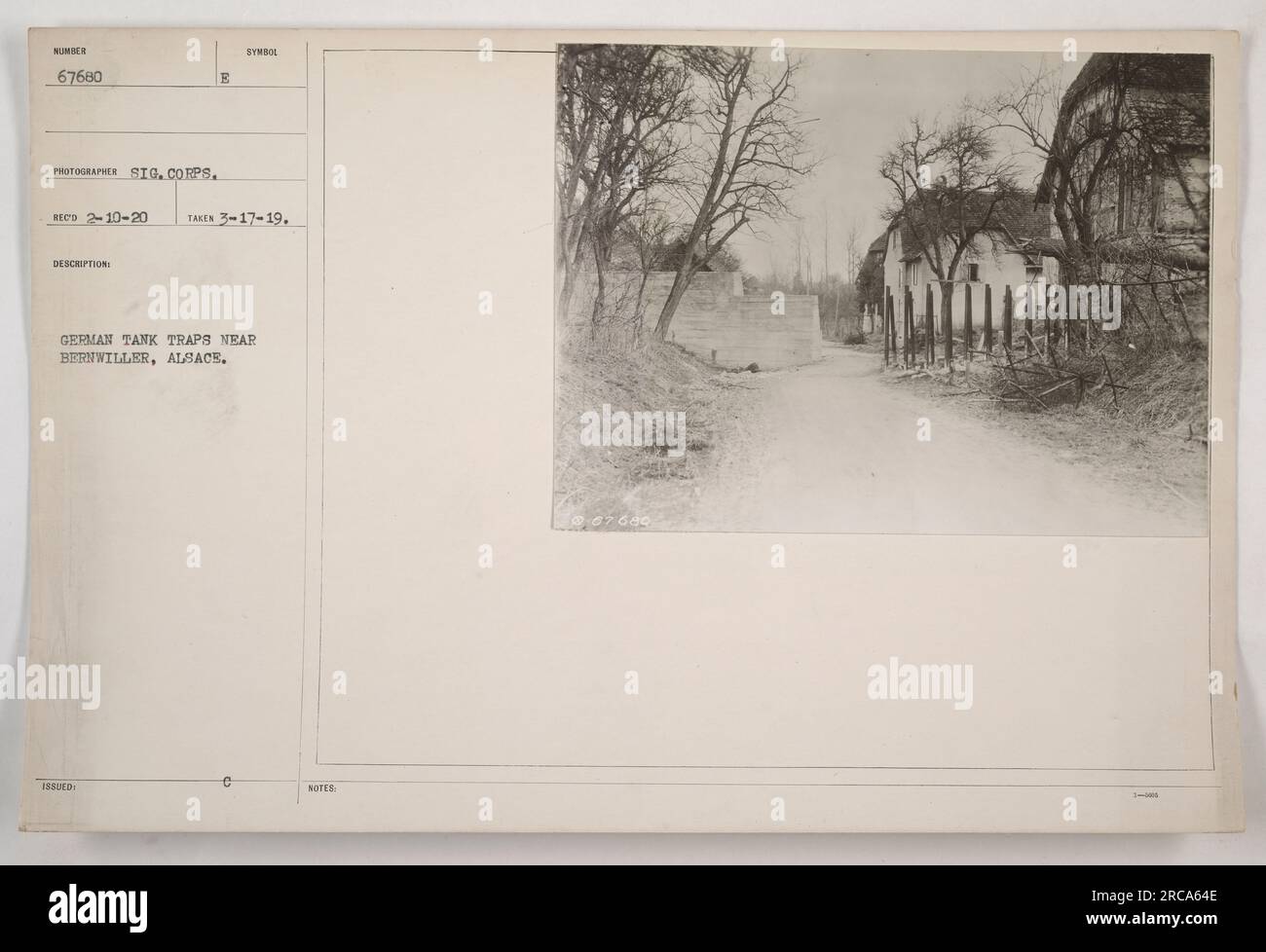 German tank traps near Bernwiller, Alsace. This photograph, number