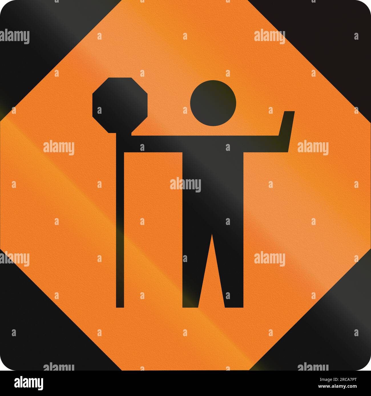 Canadian temporary traffic sign traffic control person ahead. This