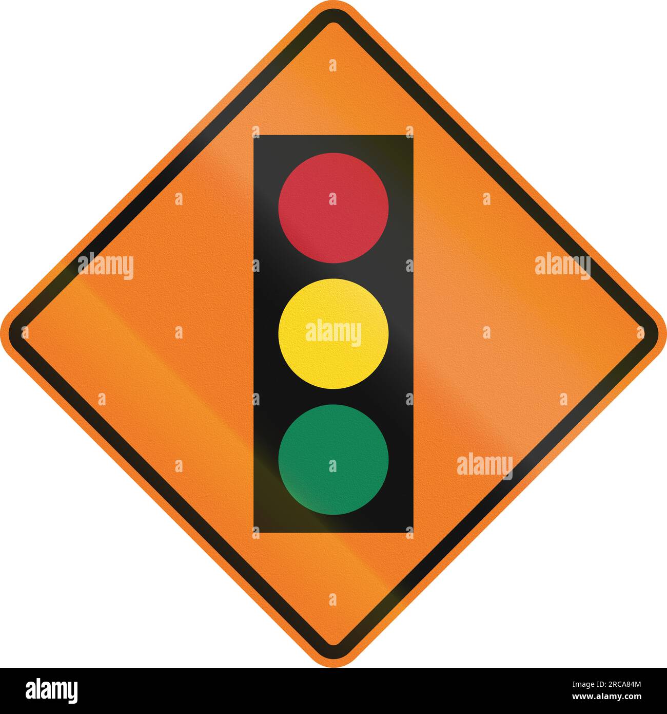 Canadian temporary road warning sign Traffic lights ahead. This sign