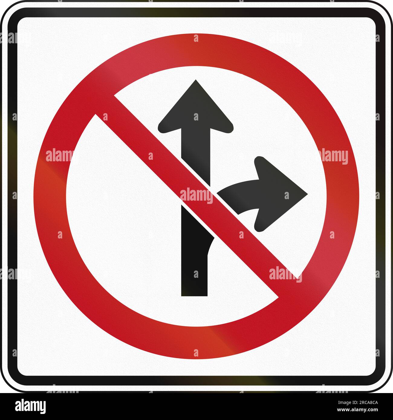 Canada traffic sign No straight or right turn. This sign is used in