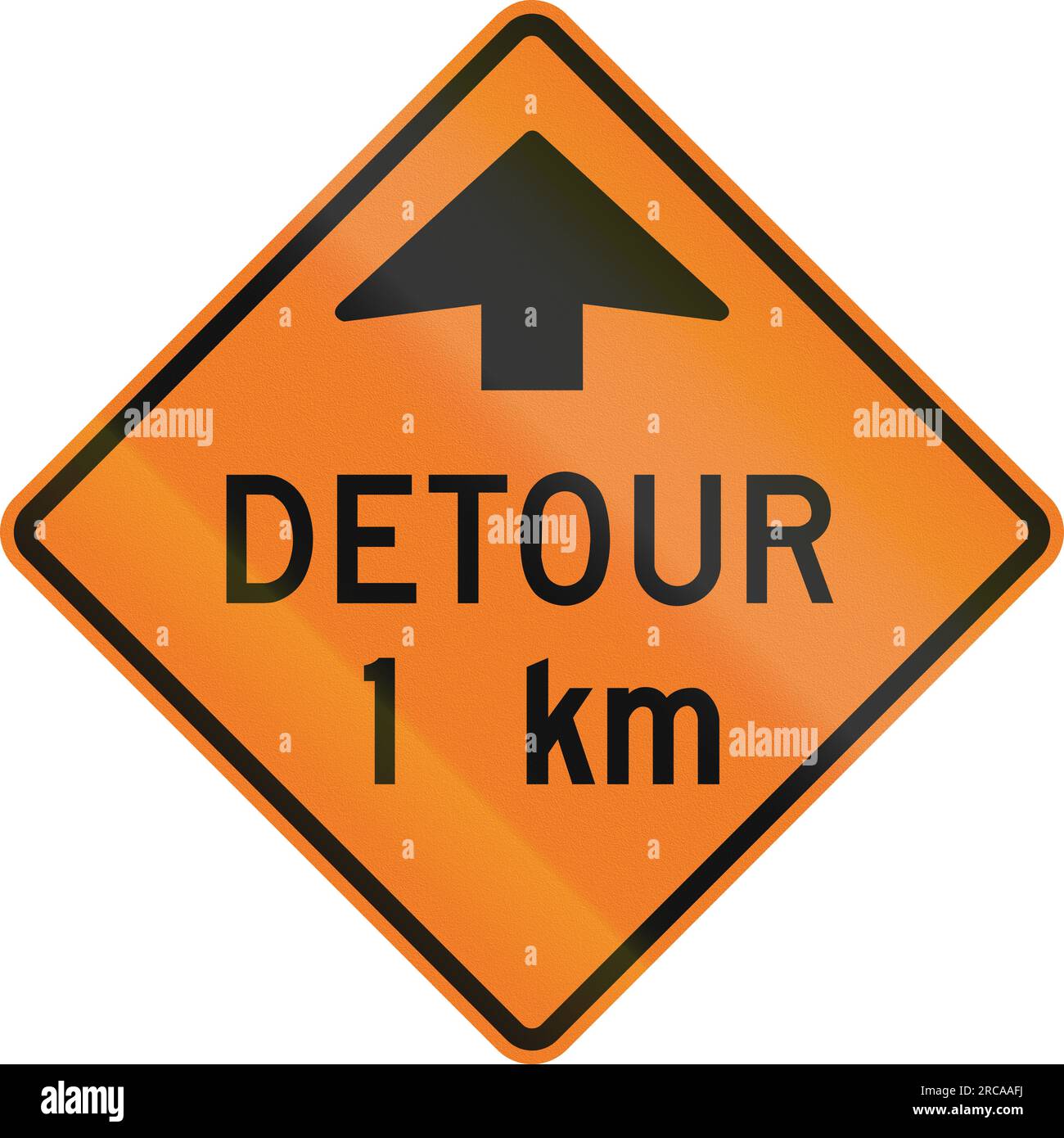 Roadworks sign in Canada - Detour in 1 km. This sign is used in Ontario ...