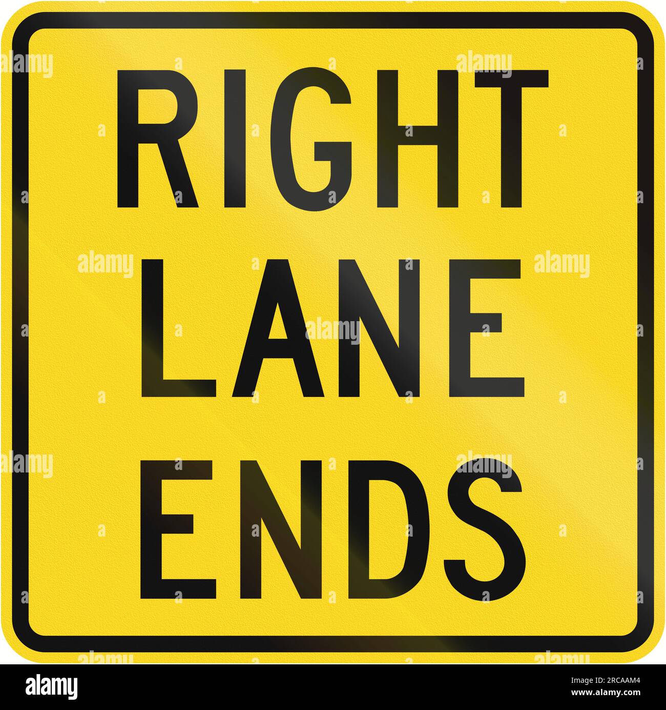 Traffic sign in Canada Right lane closed. This sign is used in