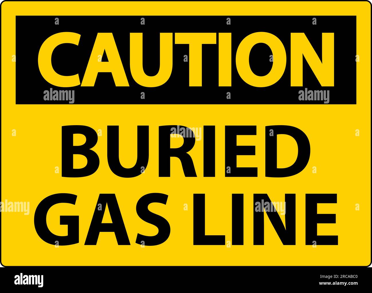 Caution Sign Buried Gas Line On White Background Stock Vector Image