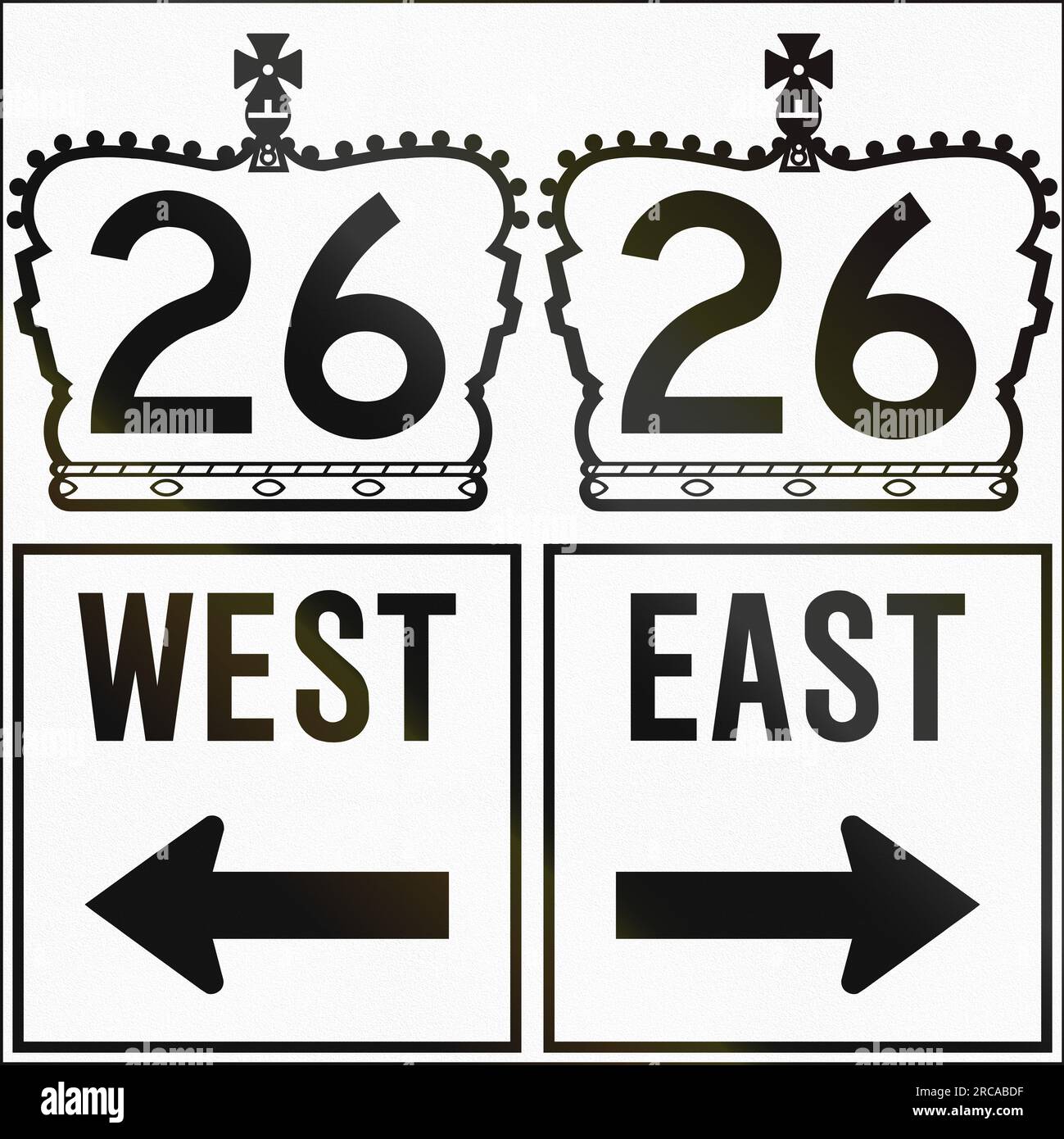Canadian highway direction shield of a provincial route with number 26