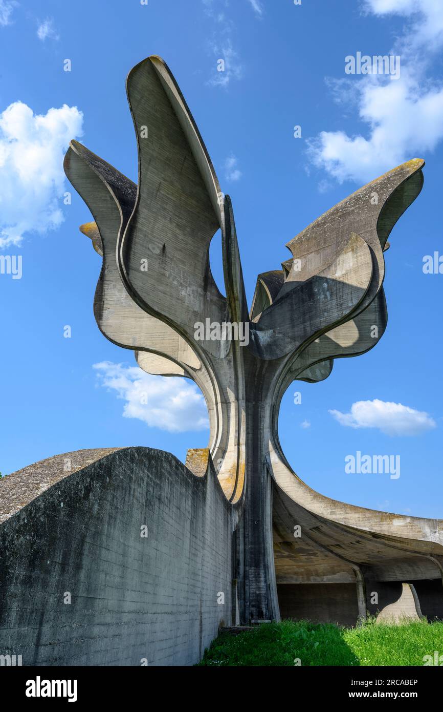 The Memorial at the site of the concentration camp run by the Ustasa regime during  world war II at Jasenovac in the Lonjsko Polje Nature Park, Republ Stock Photo