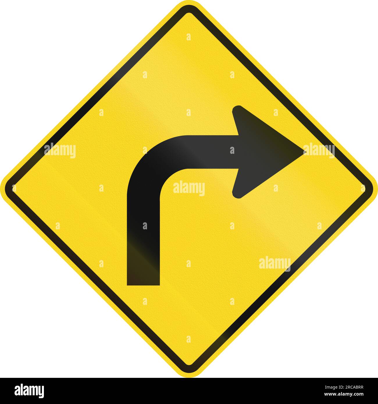 Canadian road warning sign - Right curve ahead. This sign is used in ...